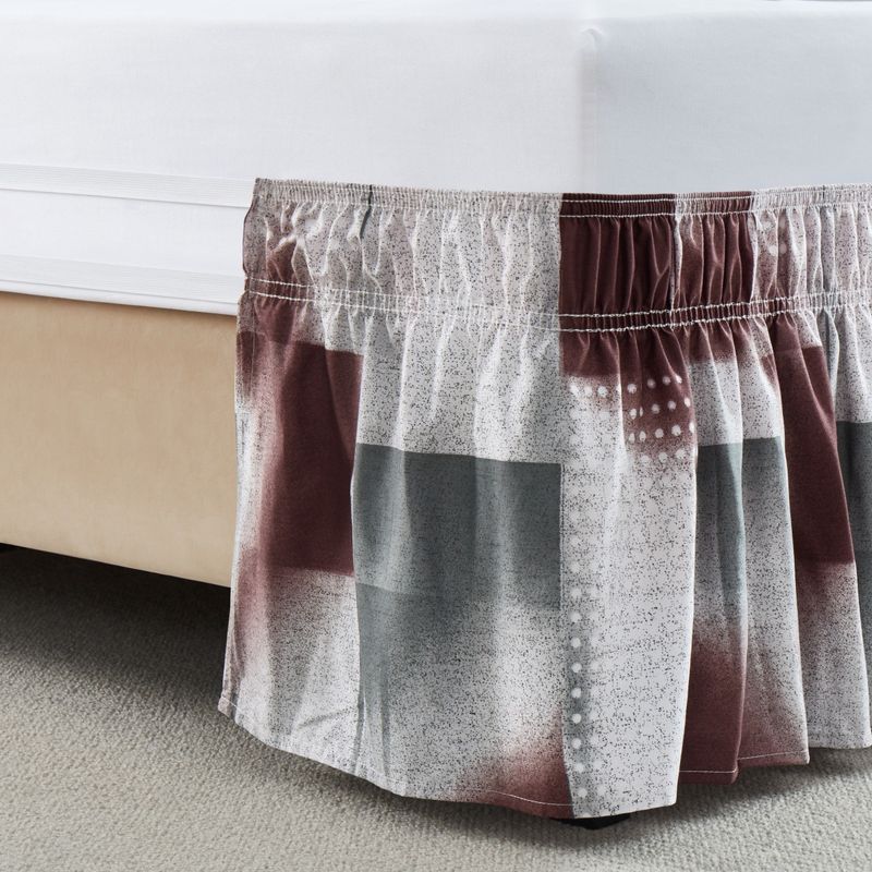 Geometric Plaid Bed Skirt - Elastic Ruffle Bedding Wrap For Hotel & Home (Single Piece, Premium Quality)_voghion.com