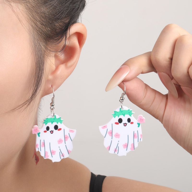 Nuovi orecchini a forma di demone fantasma di Halloween personalizzati in acrilico, completamente ecologici e completamente gestiti._voghion.com