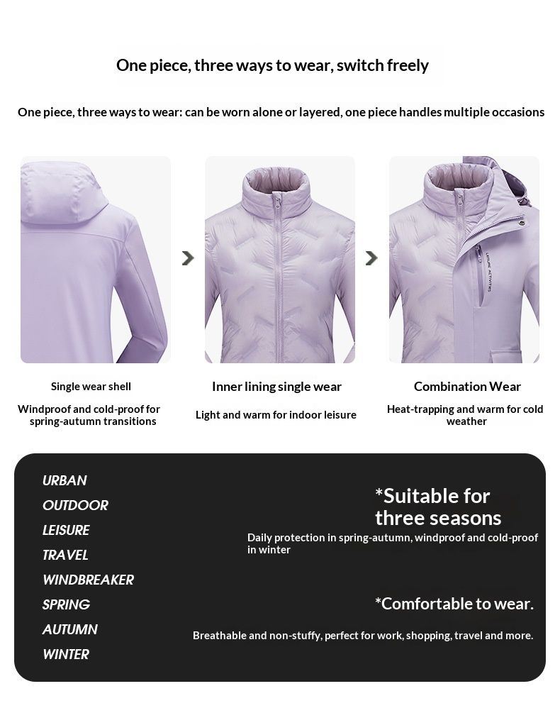 001 Neue 3-in-1-Daunenjacke für Herren, wasserdicht, dick gefüttert, ideal zum Skifahren, Reisen, als Windjacke, lässig, modisch und für Outdoor-Aktivitäten_voghion.com