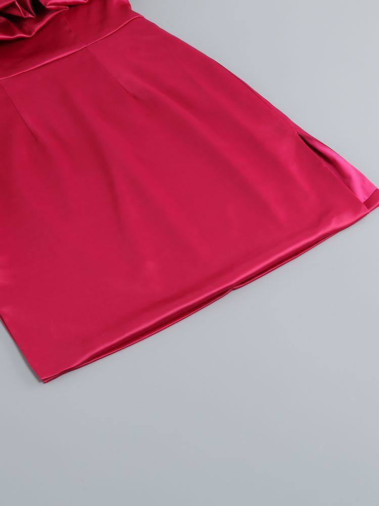 Abito da donna con reggiseno monospalla, sexy, con volant e tinta unita, di alta qualità, stile elegante_voghion.com