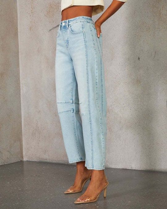 Jeans décontractés amples taille moyenne coupe droite délavés pour femmes Commerce extérieur transfrontalier JEANS européens et américains_voghion.com