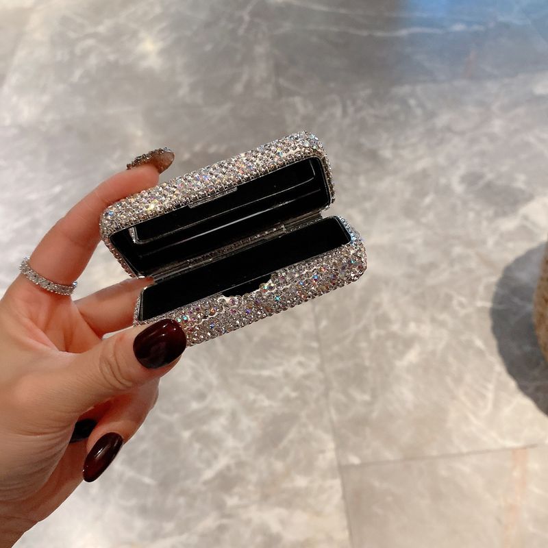 Elegante lippenstifthouder met strass-steentjes – stofdichte beschermhoes met kliksluiting (luxe make-up organizer met diamantjes/effen kleuren)_voghion.com