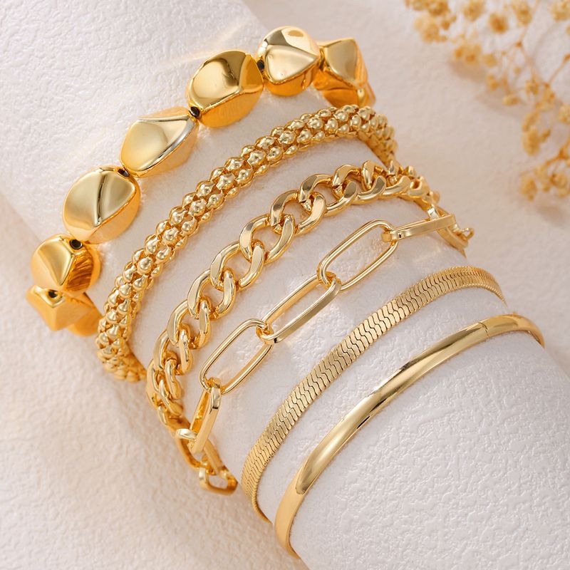 Corn NK Chain Personality Bracelet Set Creative Simple Multi Layer Stacking Geometric Bracelet 6 Piece Set_voghion.com
