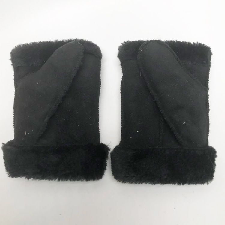 Women's Winter Sheepskin Two-in-One Typing Outdoor Warm New Suede Fingerless Gloves For Students_voghion.com