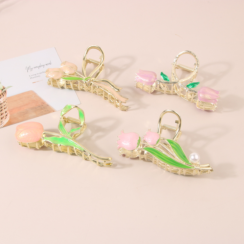Guanyang clip in metallo di alta qualità grande forcina a tulipano femminile coreano in elegante copricapo accessori per capelli clip di squalo_voghion.com