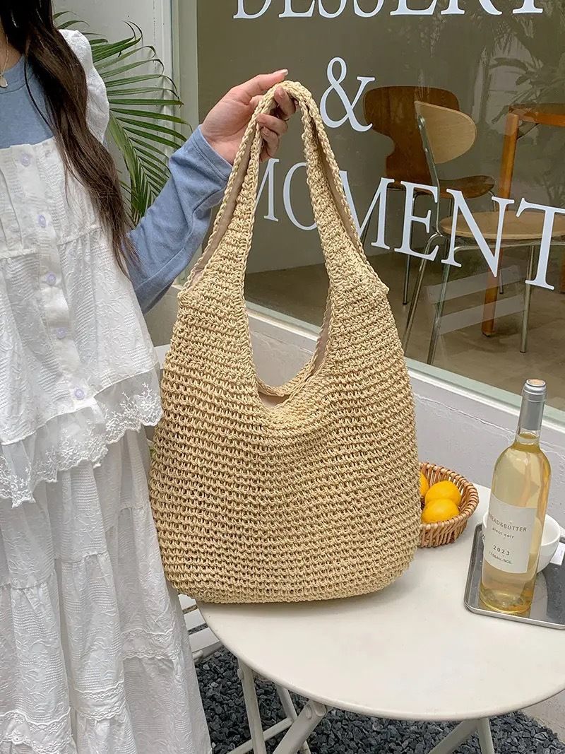 Borsa a tracolla versatile monospalla intrecciata a mano, in stile coreano, di alta qualità, per le vacanze al mare, da donna, con manico_voghion.com