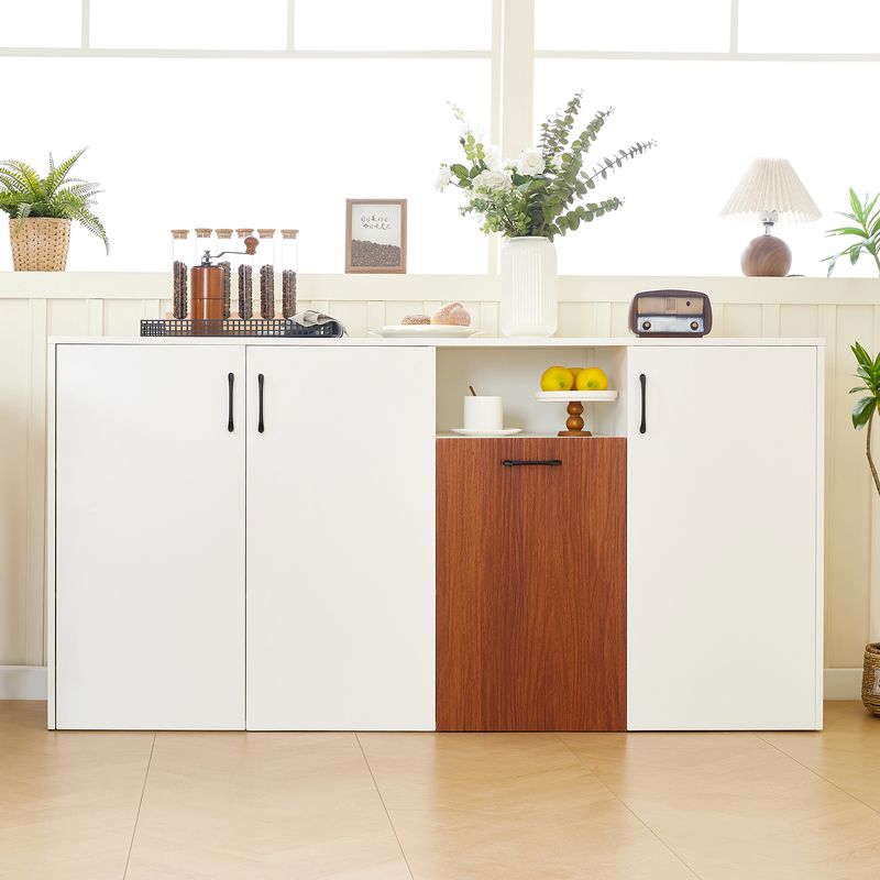 Credenza Weiß 160x80cm Freistehender Holzschrank Für Wohnzimmer_voghion.com
