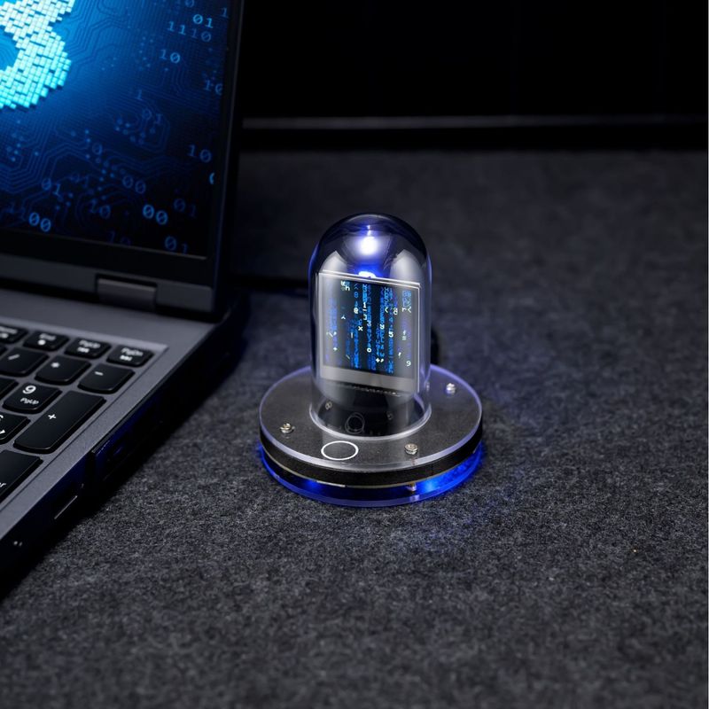 Retro Nixie Tube-Style Smart Clock – Bitcoin Ticker & Weather Display With Page-Turning Animation Night Light_voghion.com