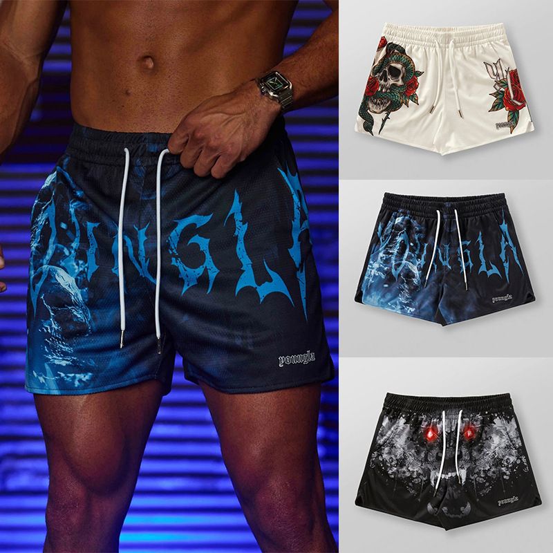 Pantaloncini sportivi americani da uomo, a un quarto di lunghezza, con teschio sopra il ginocchio, in mesh ad asciugatura rapida, traspiranti, da corsa, da spiaggia_voghion.com