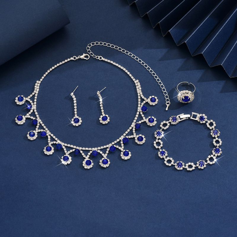 Collana orecchini bracciale collana semplice moda coreana set tre pezzi matrimonio gioielli sposa accessori abito da sposa_voghion.com