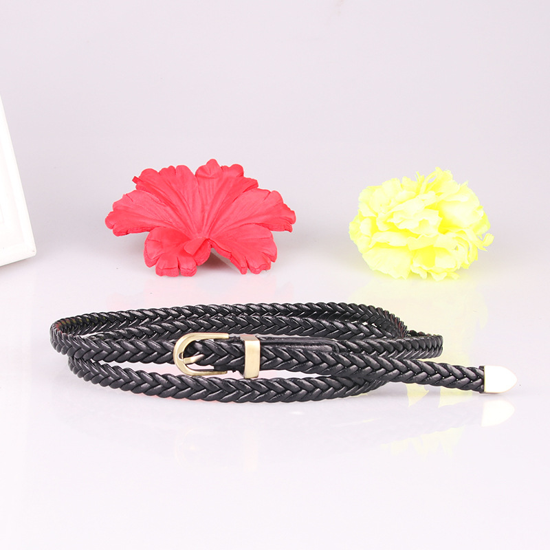 New woven belt for women, versatile thin belt with pin buckle, women's rope decoration_voghion.com