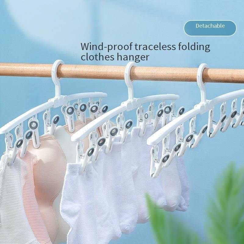 Foldable Clothes Drying Rack With 20 Clips - Space-Saving For Small Apartments (Perfect For Socks Underwear & Delicates) - Multi-Level Hanging Design_voghion.com