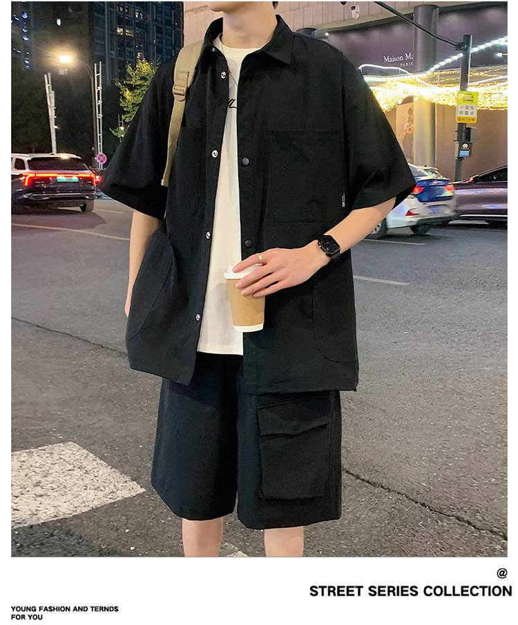 2025 Fashion Set - Men's And Women's Matching Summer Trendy Casual Short-Sleeved Shirt Shorts And Sportswear Set_voghion.com