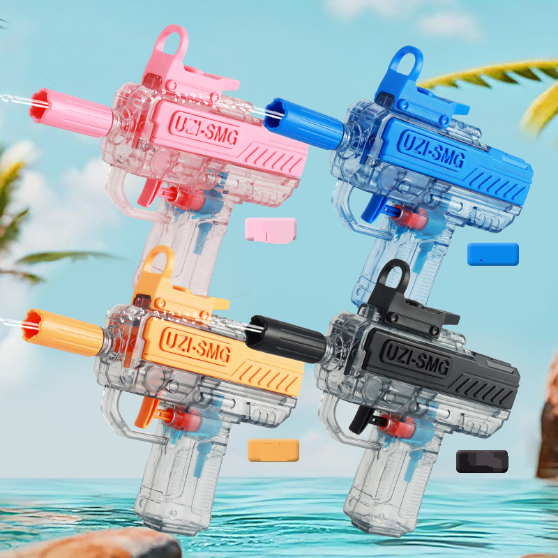 Nieuw product Koppeling Herladen Uzi Technologie Waterpistool Grote capaciteit Continue Vuur Transparante Watertank Kinderen Watergevecht Speelgoed_voghion.com