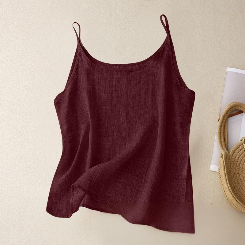 Damenbekleidung Vintage Leinen-Camisole-Top für Damen – atmungsaktive ärmellose Sommerbluse, lockere Passform, weiche Baumwollmischung, 12 Farben (S-XXXXXL)_voghion.com