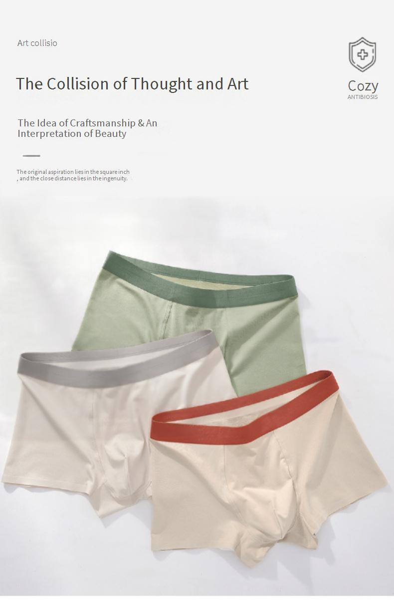 Boxer en coton pour homme - Coton à fibres longues Xinjiang des années 60, antibactérien, respirant, confortable, taille mi-haute, pour un usage quotidien_voghion.com