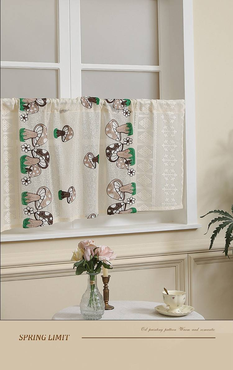 Moderne polyester cafégordijnen - vlinder-, lieveheersbeestjes- en koffiekopjesontwerpen voor de woonkamer (meerdere maten, geen installatie vereist)_voghion.com