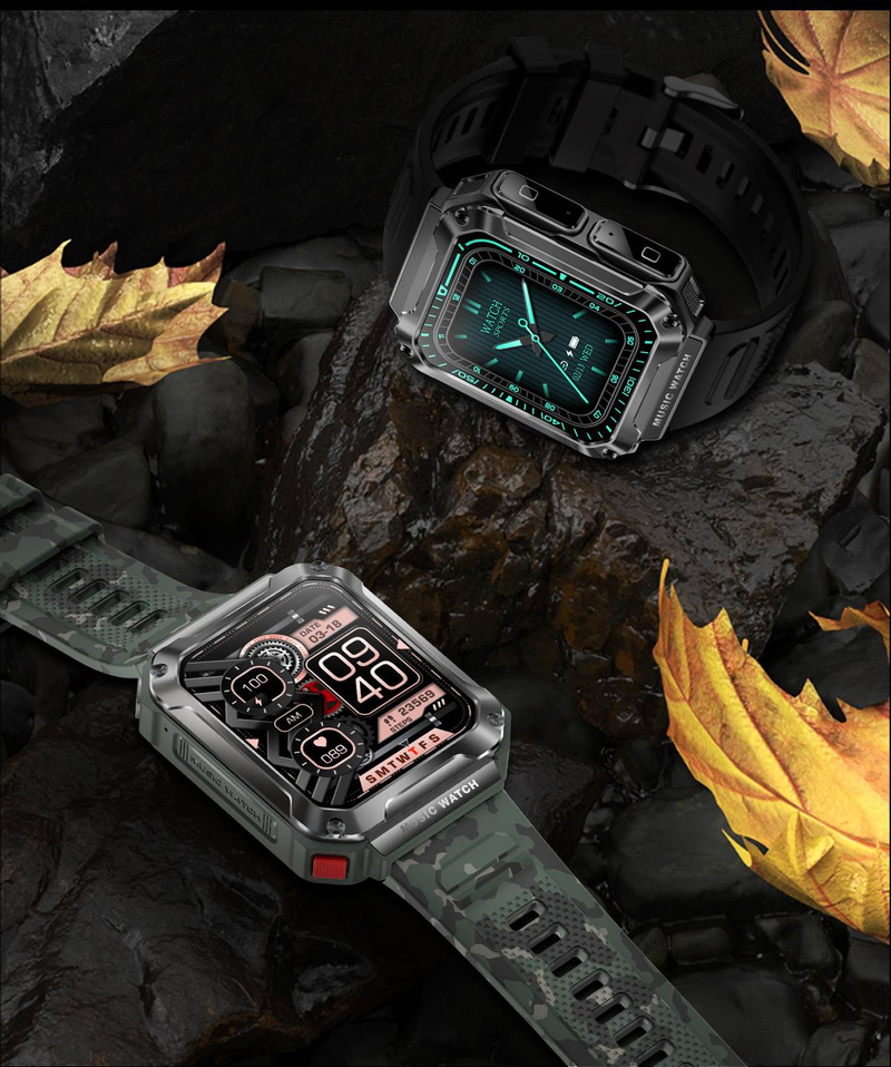 Smartwatch met bloeddruk-, hartslag- en SpO2-meter, TWS Bluetooth-oortelefoons, 2-in-1 fitnesstracker voor Android, IPX5 waterdicht_voghion.com