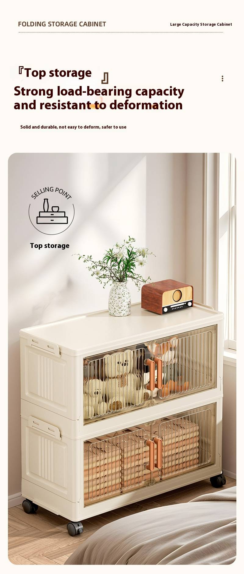 Foldable Storage Cabinet – Multi-Layer Organizer For CDs, Toys & Books – Modern Space-Saving Home Storage Solution_voghion.com