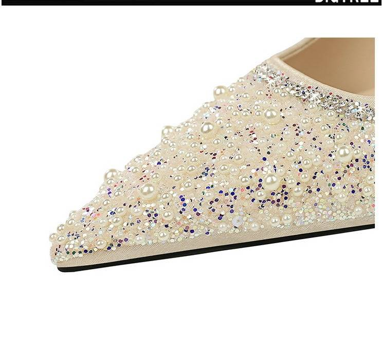 Elegante Damen-Pantoletten mit Schleife, Perlen und Strasssteinen – Freizeitschuhe mit spitzer Zehenpartie für Damen, bequem und stilvoll, Größen 35–39_voghion.com