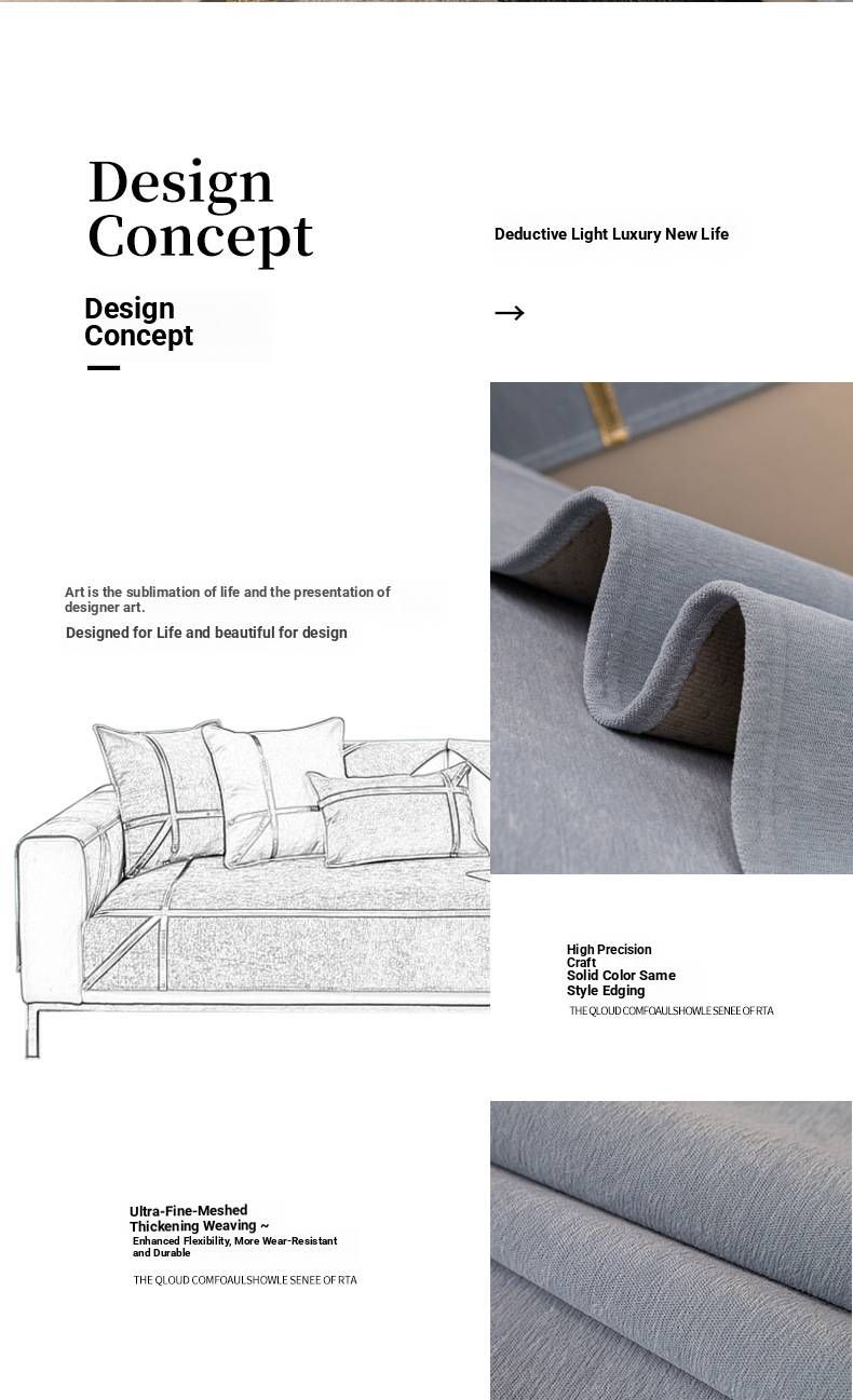 Luxury Chenille Sofa Cover Set With Cloud Gold Trim – Anti-Scratch, All-Season Fabric Protector For Sectional Couches_voghion.com