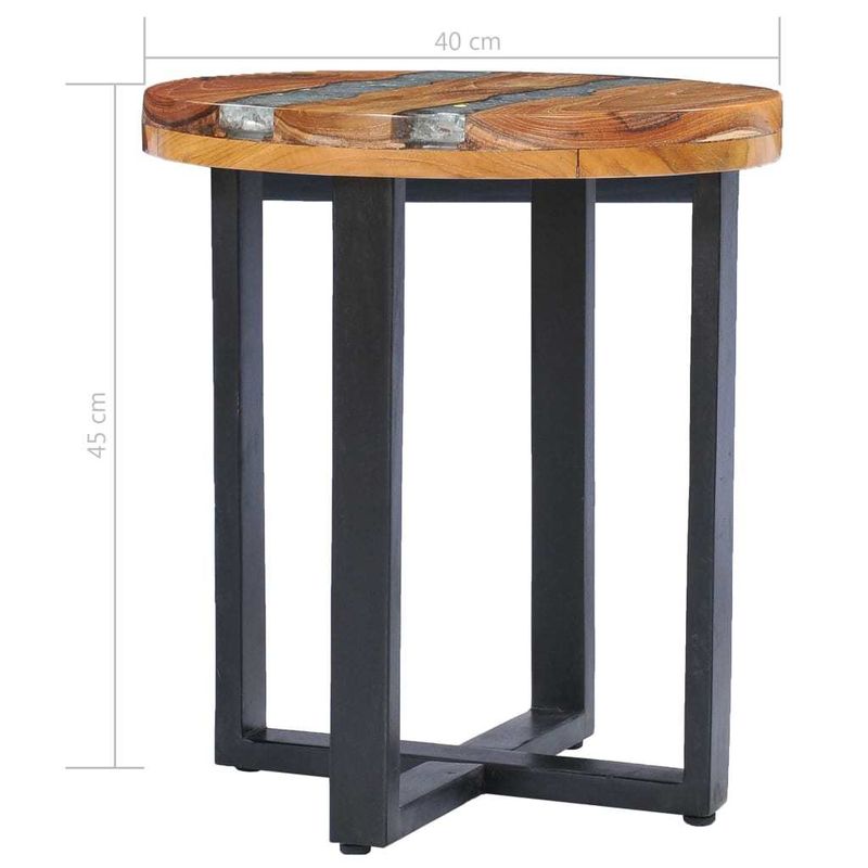 Coffee Table 15.7"x17.7" Solid Teak Wood and Polyresin_voghion.com