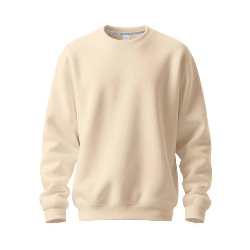 Moletom masculino com gola redonda e forro de lã – Pulôver casual pesado e relaxado (cores sólidas, tamanhos grandes disponíveis)_voghion.com