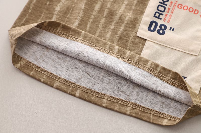 Conjunto de dos piezas para niño de estilo occidental, ropa fina y moderna, bolsillos de parche dobles para niño, manga corta para bebé_voghion.com