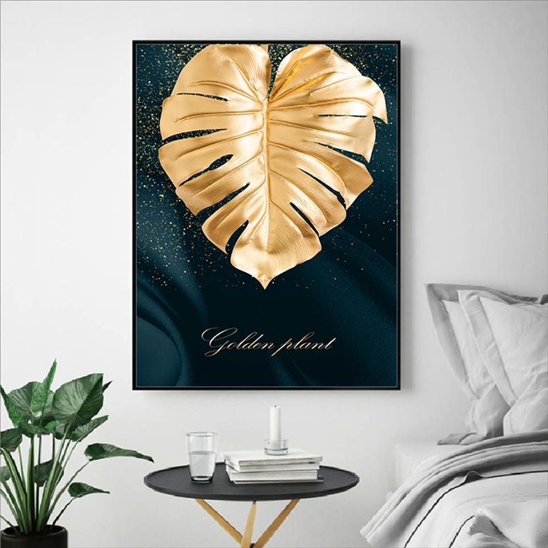 Black Gold Leaf Living Hanging Nordic Landscape Canvas Core Abstract Dining Room Decorative Painting_voghion.com
