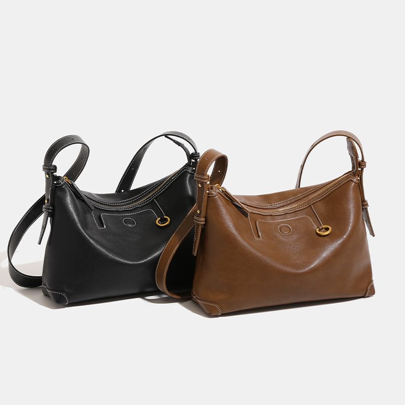 Trace Vegetable Tanned Leather Texture Hobo For Women Suede Underarm Commuter Dumpling Single Shoulder Crossbody Bag_voghion.com
