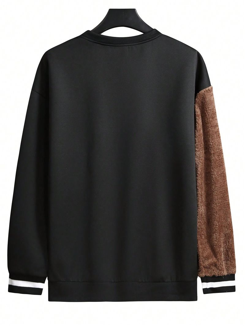 Pull homme brodé décontracté tendance col rond manches longues_voghion.com