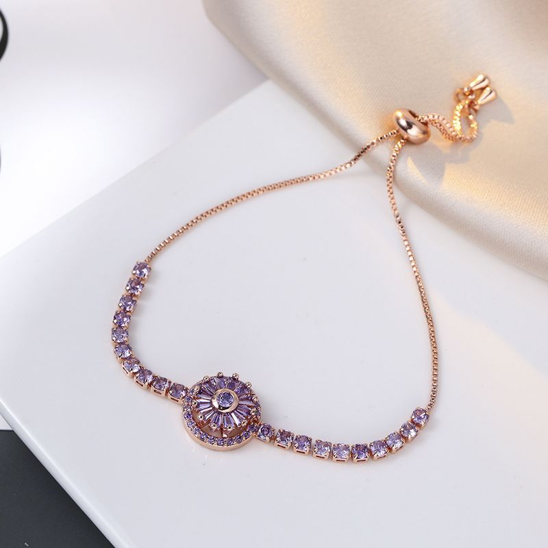 Bracciale semplice e delicato in stile fata, con diamanti viola, stile elegante e girevole, per donna e temperamento._voghion.com