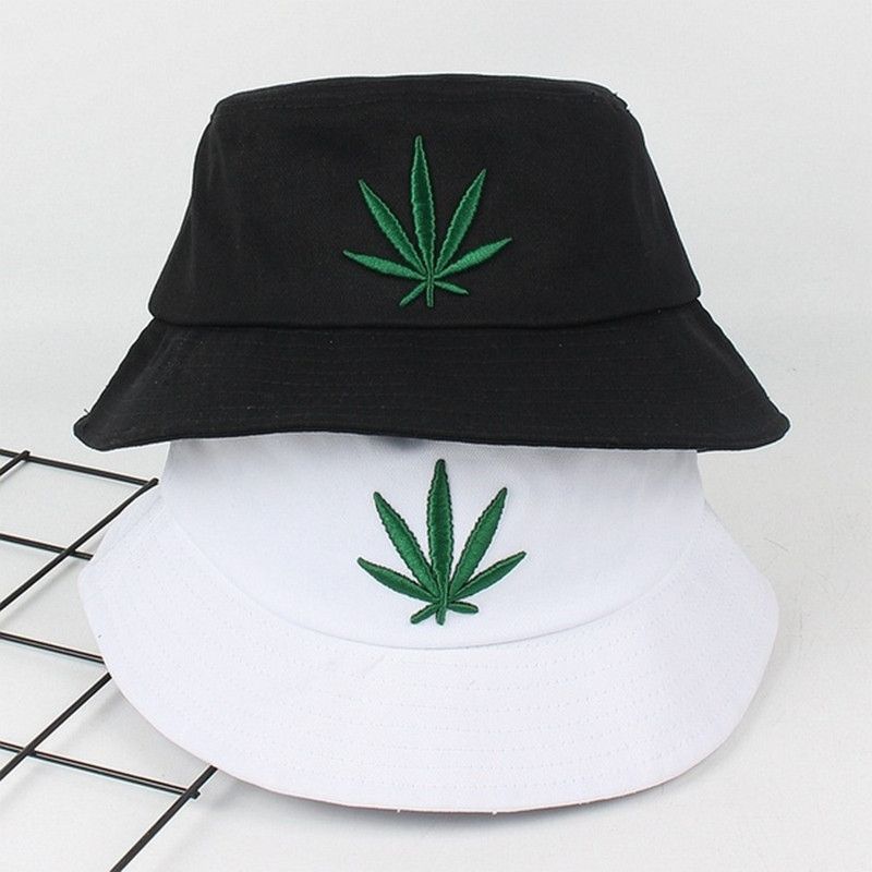 Hot Sale Maple Leaf Bucket Hat Hip Hop Panama Hats Embroider Printed Cotton Men Women Summer Casual Wide Brim Sun Cap Unisex_voghion.com
