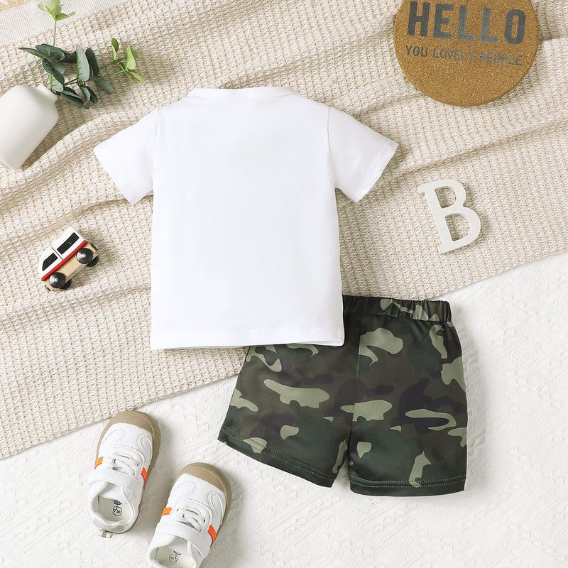 Kid's Clothing Boys Spring and Autumn 2024 New Camouflage Short Sleeve Top + Camouflage Shorts Two-piece Set_voghion.com