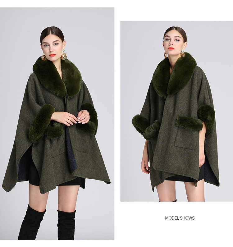 Damenkleeder Imitatioun Rex Kanéngchenpelzkragen Schal Mantel Grouss Gréisst locker Wollmantel Cardigan fir Fraen_voghion.com