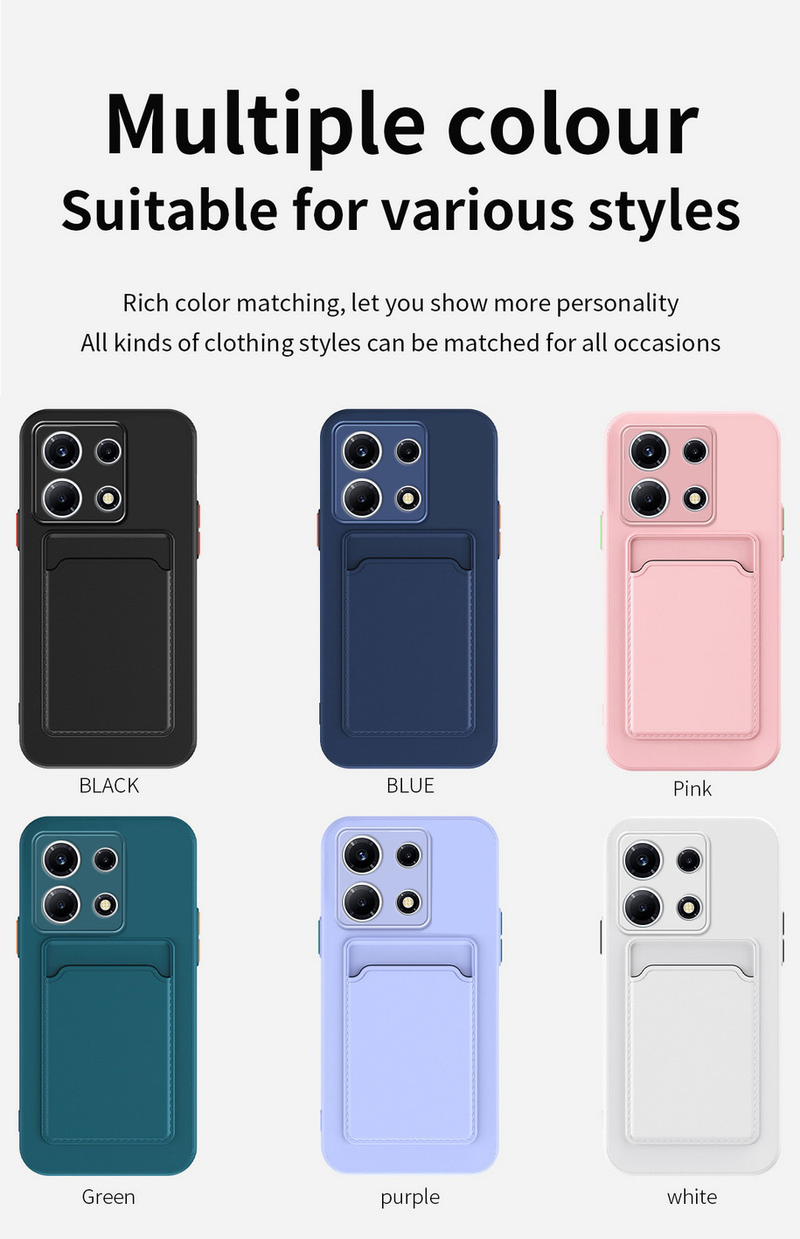 Liquid Silicone Case For INFINIX Note 30 VIP note 12 11 Pro 10 Pro Hot 20 20i 20s 11S NFC 11 10T 10S Card Pocket Slot_voghion.com