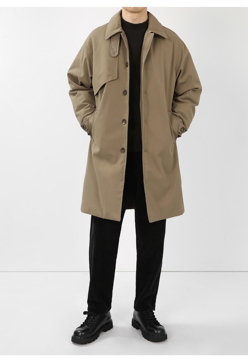 Chaqueta de plumón larga ajustada para hombre con plumón de pato blanco de 700 pulgadas cúbicas, abrigo informal de negocios cálido para invierno, cortavientos de longitud media._voghion.com