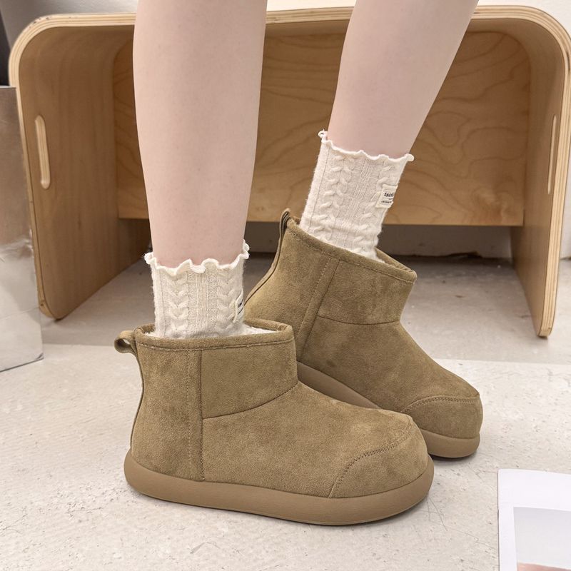 Vintage Fleece-Lined Thickened Warm Snow Boots For Women Autumn Winter New Comfortable Versatile Lightweight Furry_voghion.com