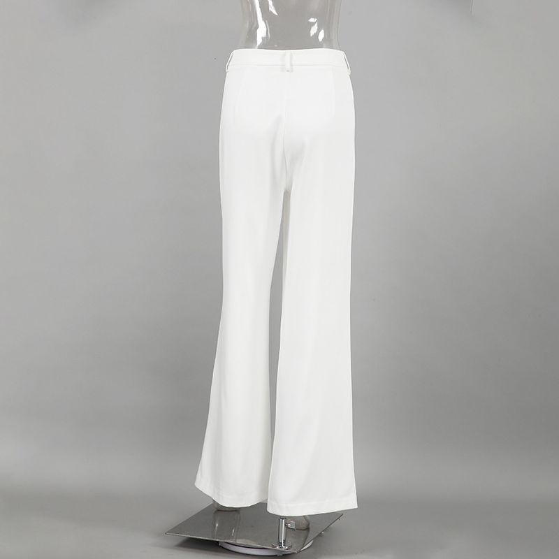 Damenbekleidung Weiße Hose mit hoher Taille und weitem Bein, Temperament, Pendeln, All-Match-Hose_voghion.com