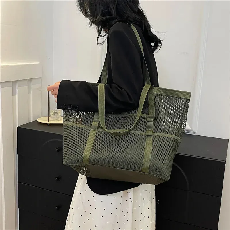 Multipocket Summer Large Towels Mesh Durable For Toys Waterproof Underwear Pocket Beach Tote Bag 250114_voghion.com