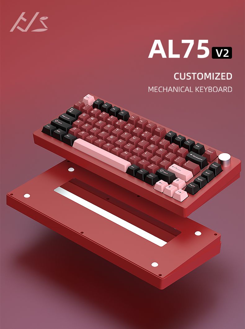 Kit de teclado numérico Heji Snake Al75v2 com junta de metal CNC de alumínio Tuo sem fio de três modelos RGB personalizado_voghion.com