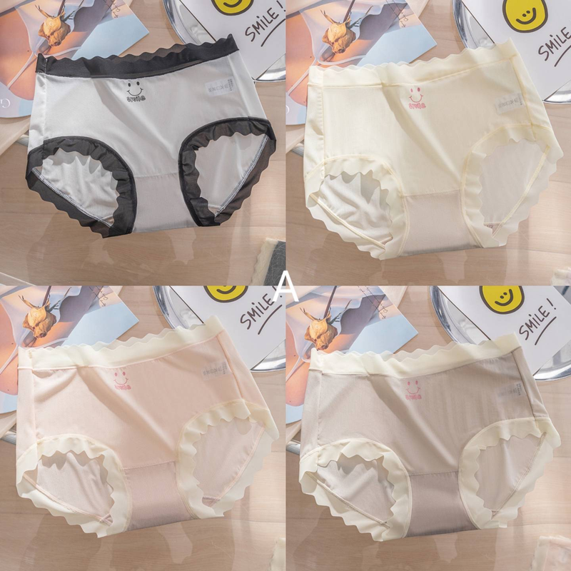 2024 new lace ice breathable large size smiling face pure non-trace silk antibacterial ice underwear_voghion.com