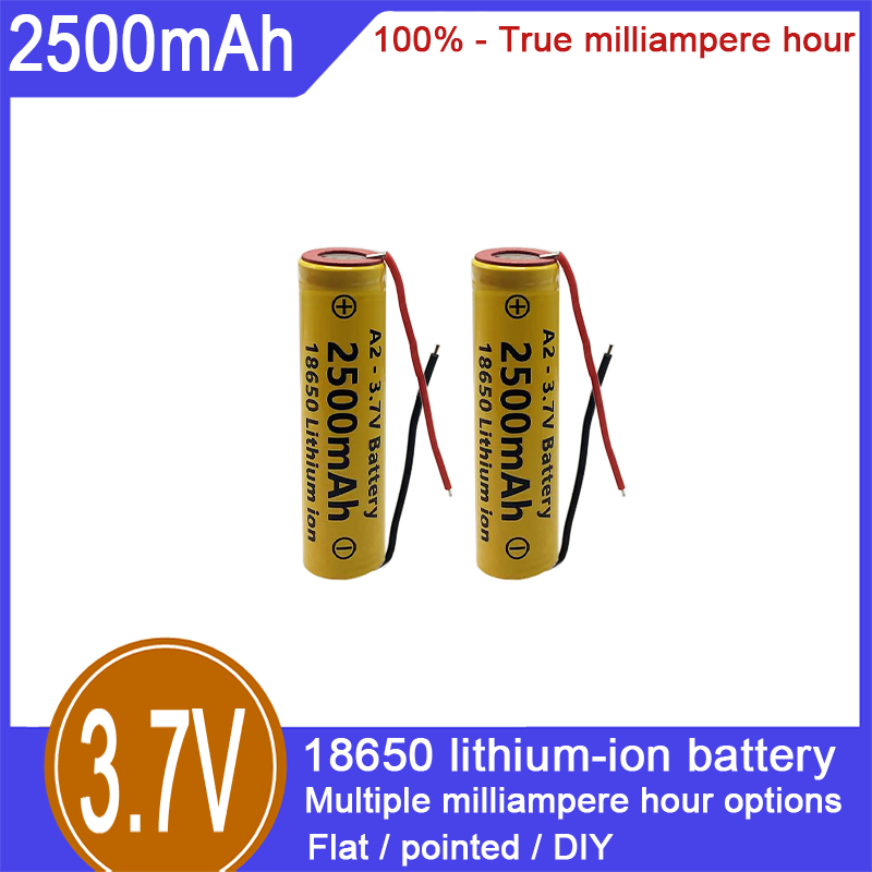 18650 litiumioniakku, 3,7 V, 2500 mAh, 100 % kapasiteetti, sopii sähköleluihin, sähkötupakoille, taskulampuille ja muille aloille_voghion.com