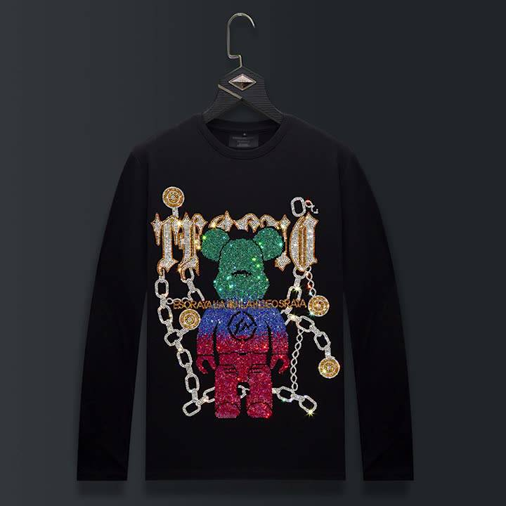Herrenbekleidung Schweres, modales, langärmeliges T-Shirt aus Baumwolle Herrenmode Bär Große Größe Herbstunterwäsche Basishemd_voghion.com