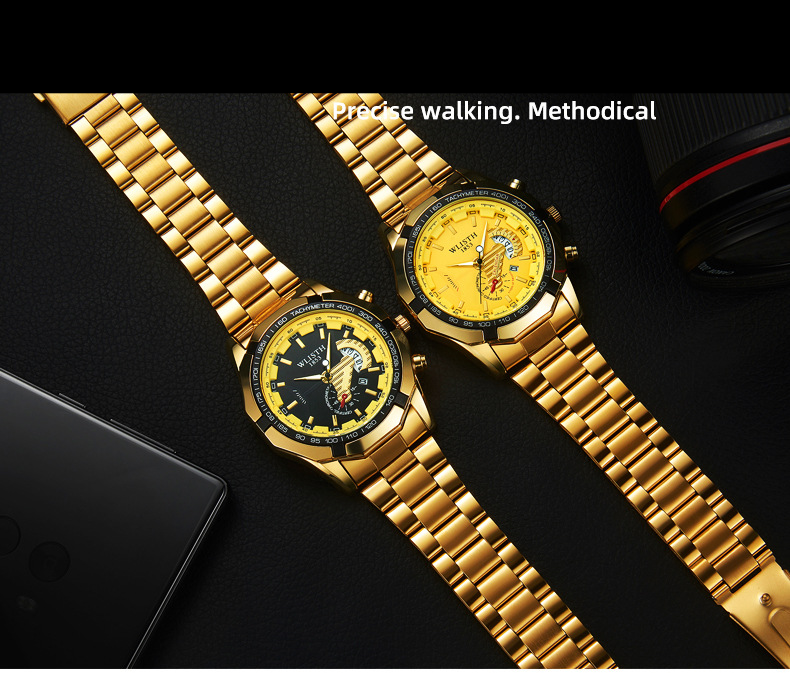 Uhr Großes Zifferblatt Quarzuhr Kalender Stahlband Herrenuhr Mode Casual Herrenuhr_voghion.com