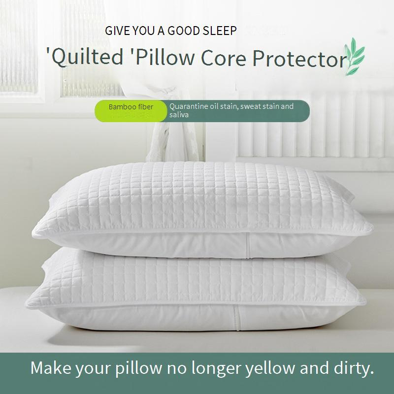 Copricuscino in fibra di bambù, ipoallergenico, anti-ingiallimento, con interstrato in cotone, traspirante, resistente all'olio, per l'uso in hotel con bambini._voghion.com