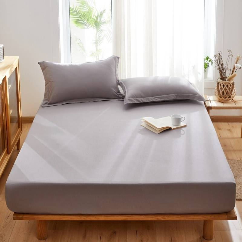 Spannbettlaken aus 100 % Baumwolle – einfarbiger Bettvolant für Einzel-/Doppelmatratzen, Hotel- und Heimgebrauch – atmungsaktiver Matratzenschonerbezug für Simmons_voghion.com