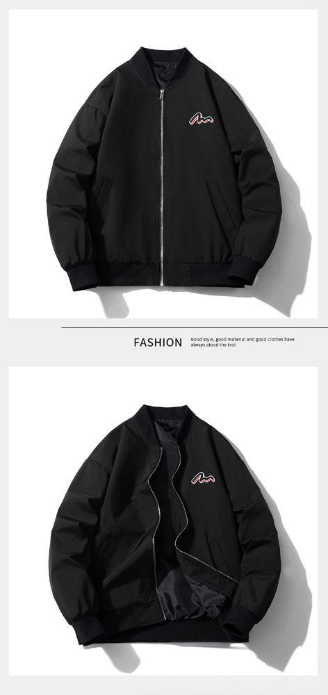 Giacca da baseball larga ricamata da uomo, giacca da baseball vintage ricamata - giacca a vento unisex elegante e ampia per abbigliamento casual_voghion.com