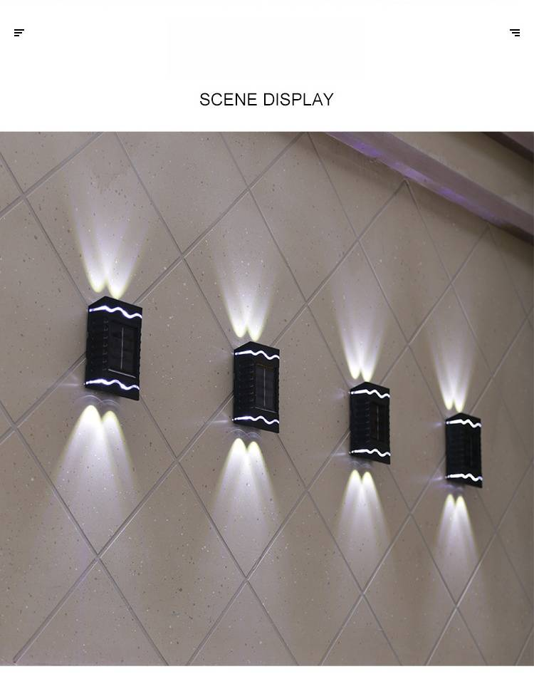 Luminárias de parede solares para jardim e pátio - Luzes decorativas externas à prova d'água com lentes côncavas de 4 LEDs e opções de luz branca/quente_voghion.com