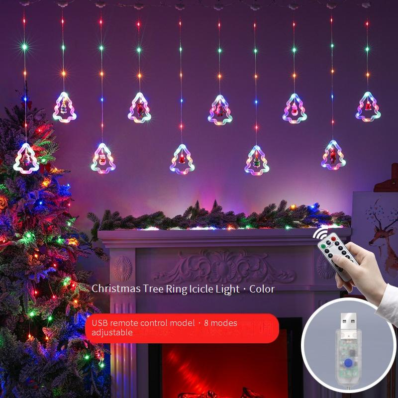 Guirnalda de luces navideñas de 120 LED con control remoto, alimentada por USB, para decorar copos de nieve y árboles en interiores._voghion.com